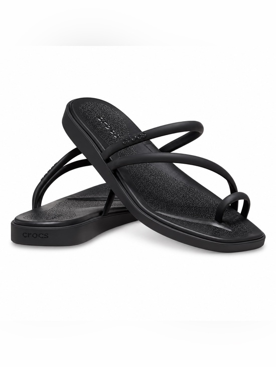 CROCS Shoes - CROCS Women's Black Strappy Toe-Loop Sandals